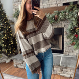Olive Striped Lurex Sweater