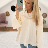 Perfectly Oat Mock Neck Textured Long Sleeve