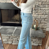 Flying Monkey Bang On Blue 90's Vintage Pocket Flare