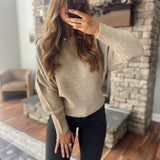 Dark Taupe Morgan Ribbed Fitted Hem Sweater