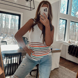 Ashlee Off White Stripe Sweater Tank