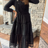 Cast A Spell Black Lace Tiered Overall Dress