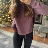 Grape Drawstring Hem Crewneck
