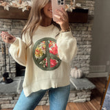 Penny Cream Peace Patch Chunky Knit Pullover Sweater