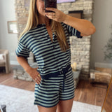 Navy & Green Mireya Top