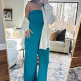 Hot Shot Jade Strapless Jumpsuit