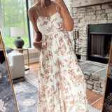 Taupe Floral Wide Leg Jumpuit IN STORE