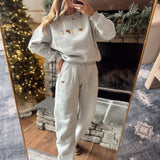 Breakfast Embroidered Crew and Barrel Sweatpants Set