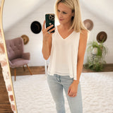 Go With The Flow Off White Tank