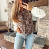 Leopard Quilt Front Tie Vest