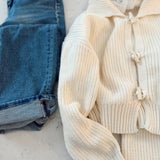 Bundle Up Cream Knit Toggle Button Collared Cardi