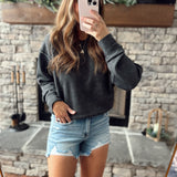 Black Inspire Me Exposed Seam Crew