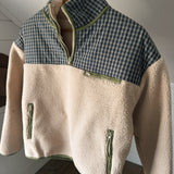 Beige & Navy Plaid Fleece