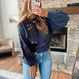 Navy Wild Strawberry Sweater