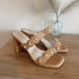 Natural Raffia Helena Block Heel