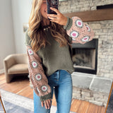 Armani Olive Mocha Soft Knit Sleeve Detailed Sweater