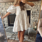 Plaid About You Puff Sleeve Tiered Mini