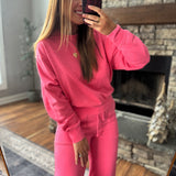 Taffy Pink Raw Edge Burnout Sweatshirt