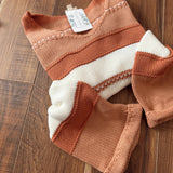 Miss Me Rust Multi Stripe V-Neck Knit