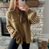 Fresh Start Olive Oversized Knit Sweater