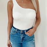 Sammie Off White One-Shoulder Bodysuit