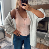 Soft Pink Lace Border Knit Tank