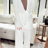 For The Thrill Ivory Rib Knit Pants