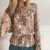 Seasonal Fave Almond Coral Floral Top