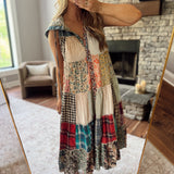 Latte Patchwork Hooded Duster