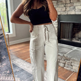 Risen Almond HR Crop Wide Barrel Cargo Pocket Pants