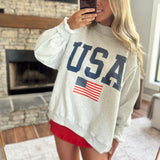 Heather Gray USA Mock Neck Sweatshirt