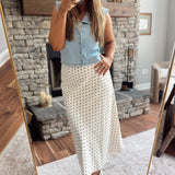 Natural Dancing Dots Midi Skirt