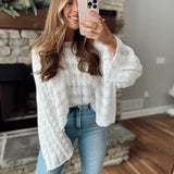 Crochet Comfort Ivory Cabled Cropped Sweater