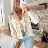Taupe Gingham Caleigh Top
