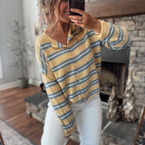 Honey Varsity Stripe Piper Knit Cardigan