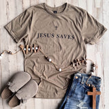 Taupe Tee - Jesus Saves Preorder
