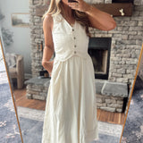Ivory Wasilla Vest Detail Maxi Dress