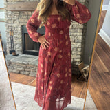 Burnt Ginger Floral Maxi Dress