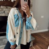 Rae Cream Waffle Knit Hooded Button Down Shacket