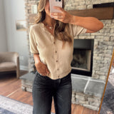 Taupe Celia Puff Sleeve Cardi