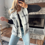 Gray Plaid Fuzzy Sweater Vest