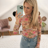 Watercolor Floral Blush Lavender Mesh Fitted Lettuce Edge Top