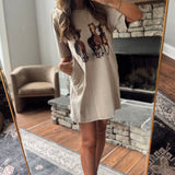 Wild Horses Beige T-Shirt Dress with Pockets