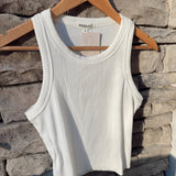 Ivory Drew Ribbed Tank