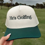 Green He's Golfing Vintage Trucker Hat