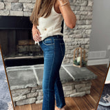 Risen Dark MR Ankle Straight Slim Denim