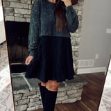 Leave Them Guessing Black Studded French Terry Sweatshirt Dress