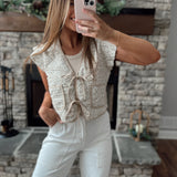 Truly Taupe Multi Floral Ruffled Vest