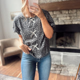 Black Floral Bow Detail Blouse