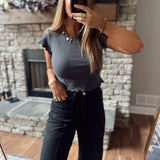 Charcoal Katrina Waffle Short Sleeve